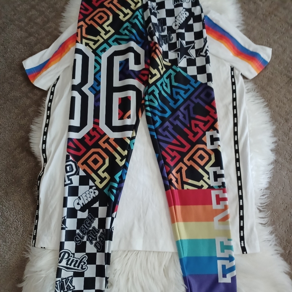 RARE HTF VS PINK LG SHIRT 2018, MED LEGGINGS GORGEOUS OUTFIT - Picture 11 of 16